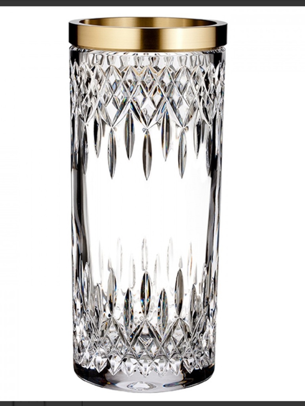 Waterford Lismore Reflection 12" Vase with Gold Band by Waterford